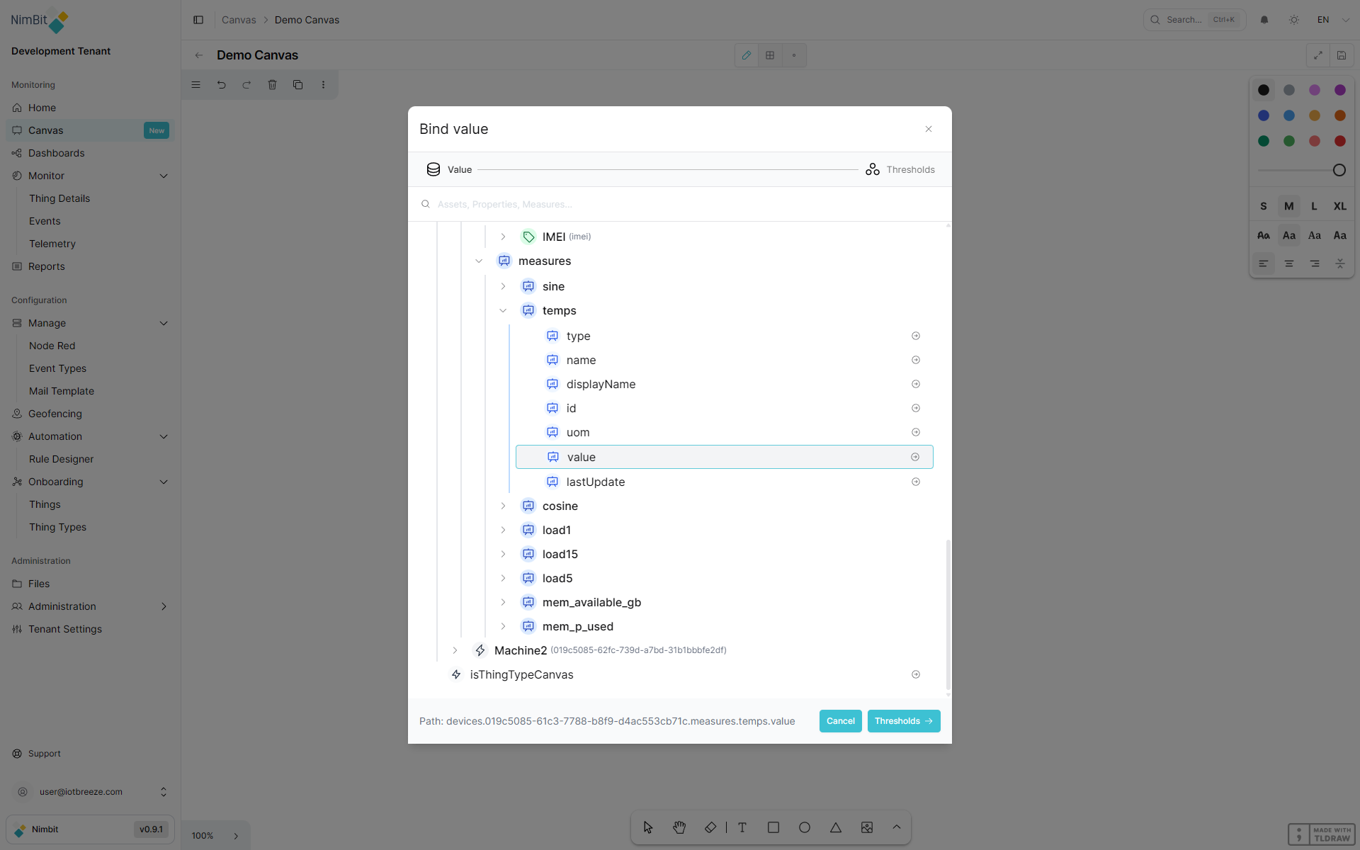 Bind Value - Value Selected