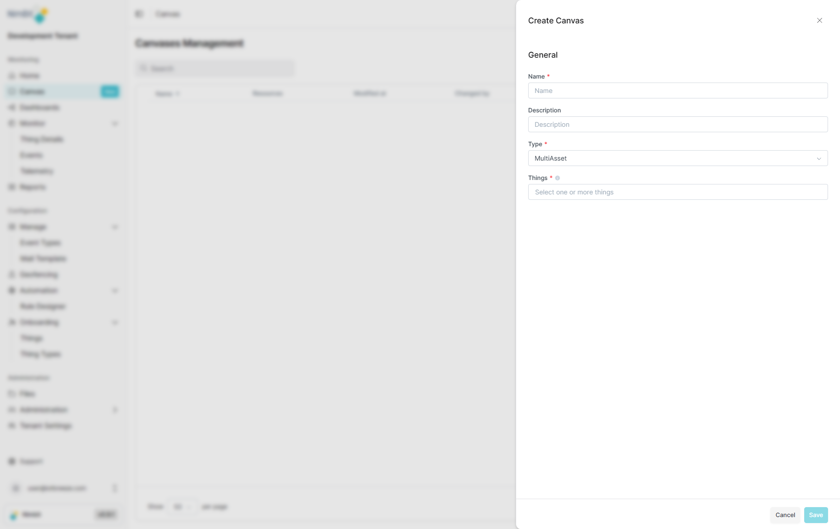 Create Canvas Dialog