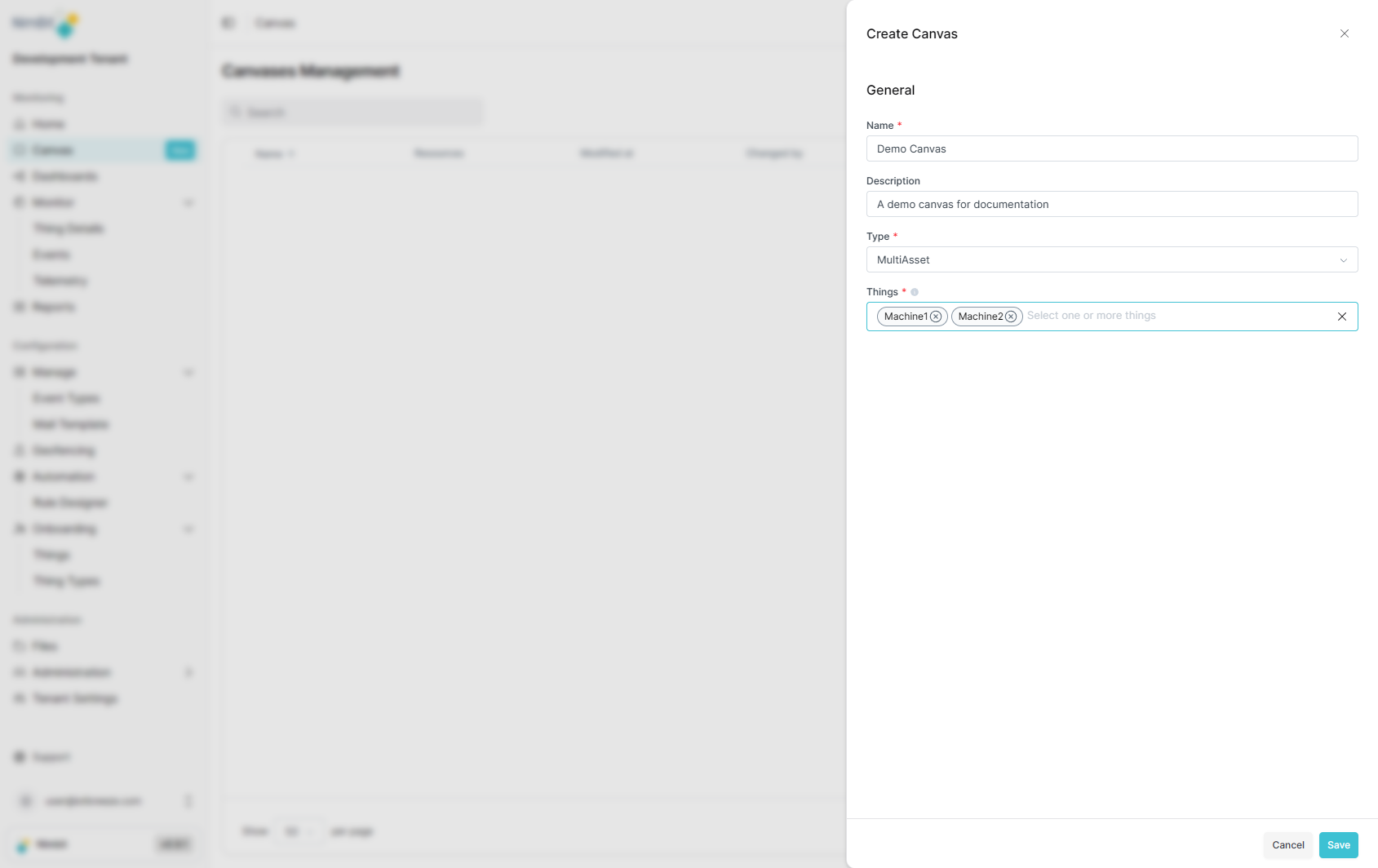 Create Canvas - Filled Form