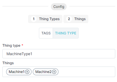 Thing Type mode: select a Thing Type and optionally narrow to specific Things