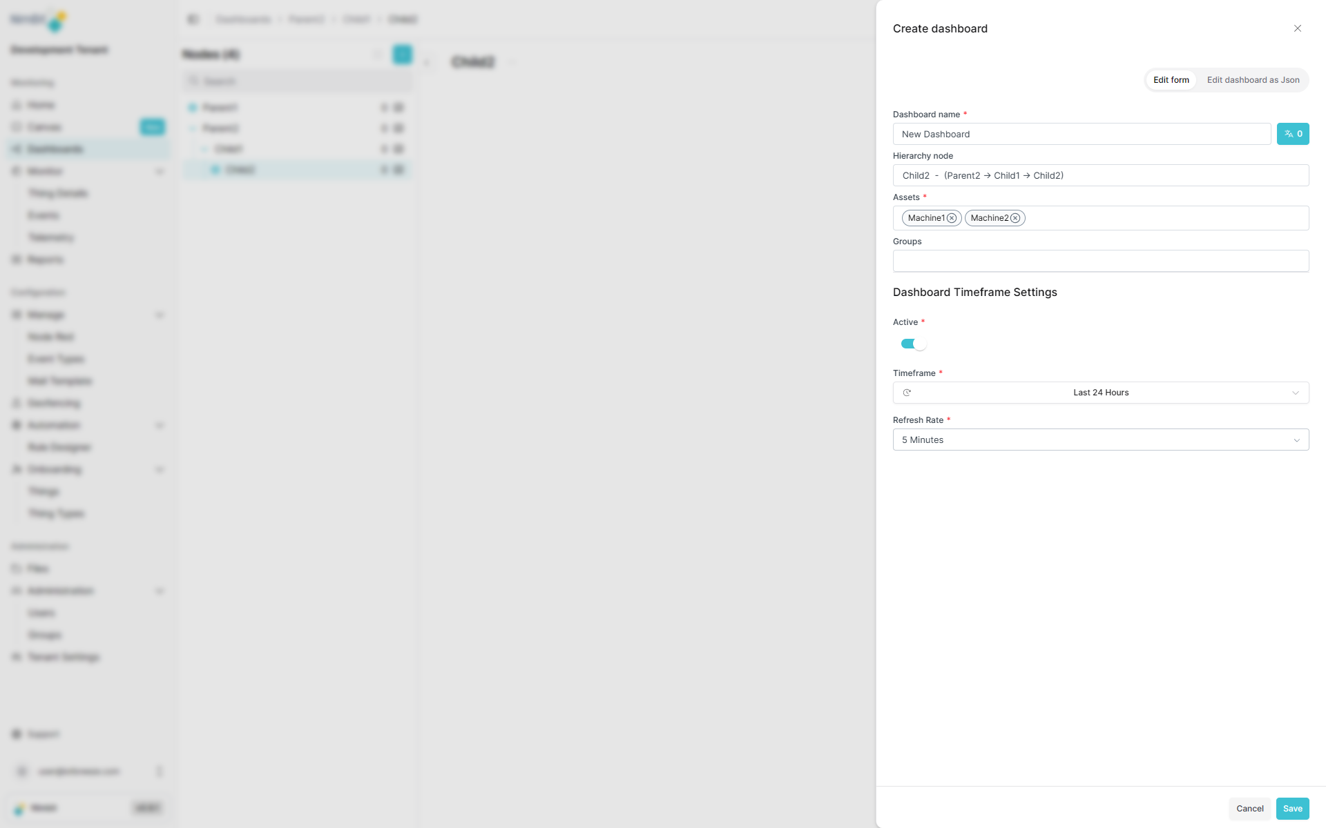 Create Dashboard Form