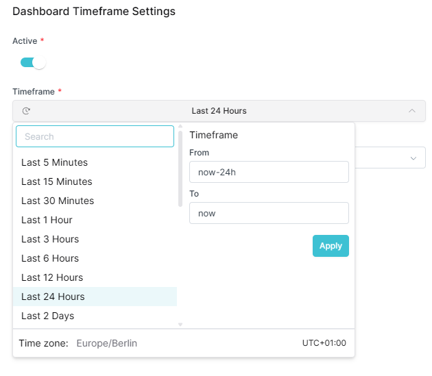 Timeframe Configuration