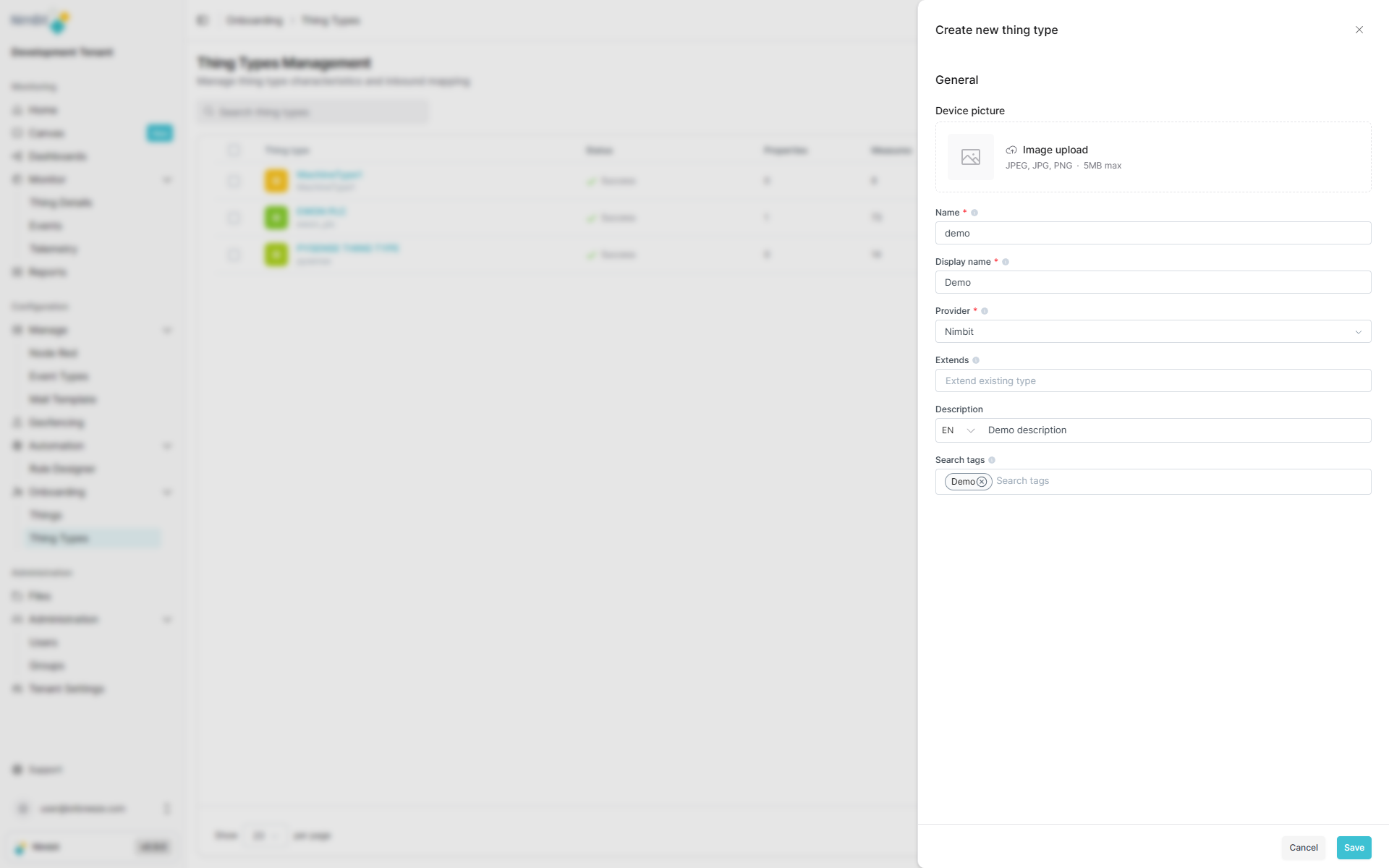 Filled ThingType Form