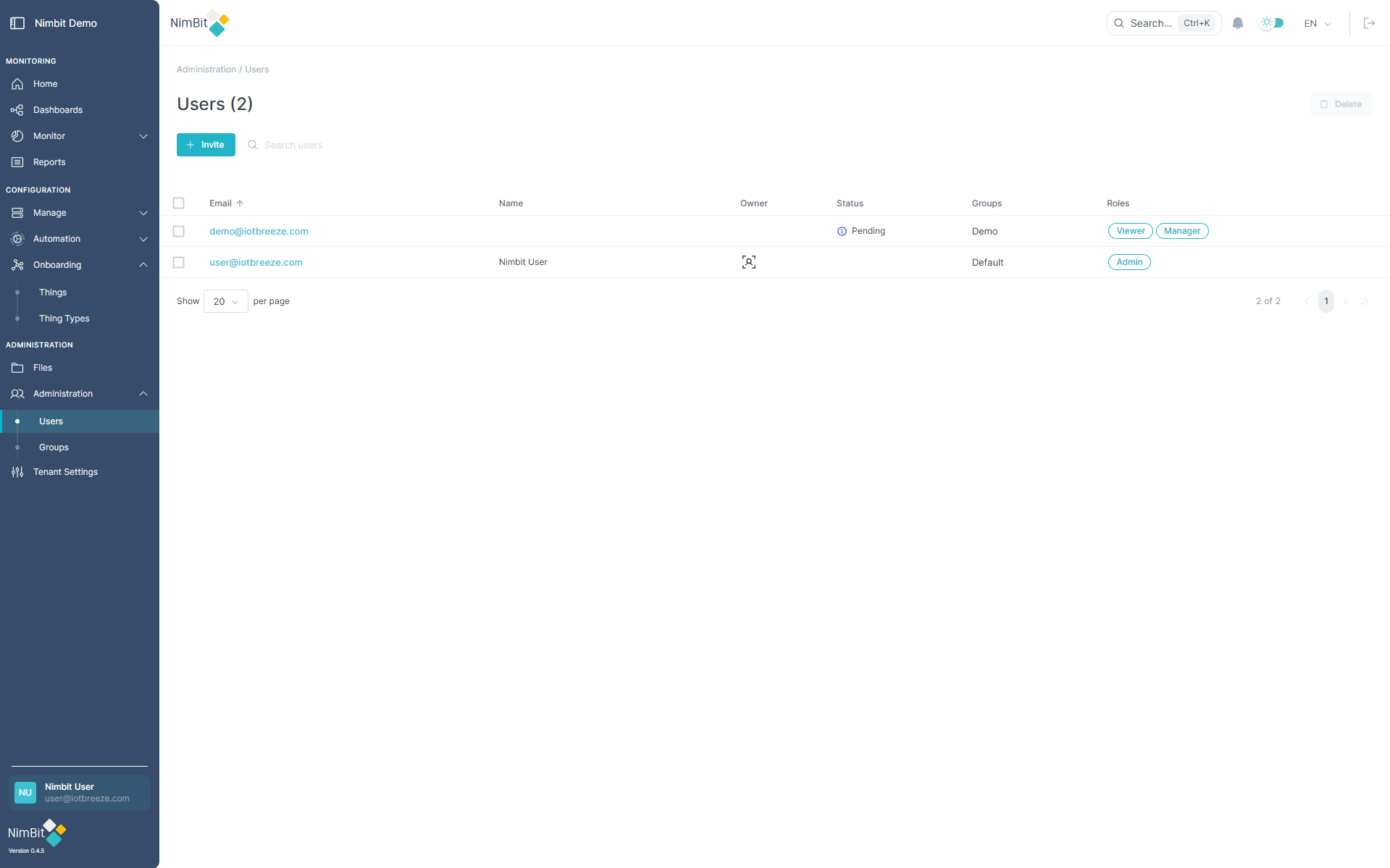 User List After Invitation