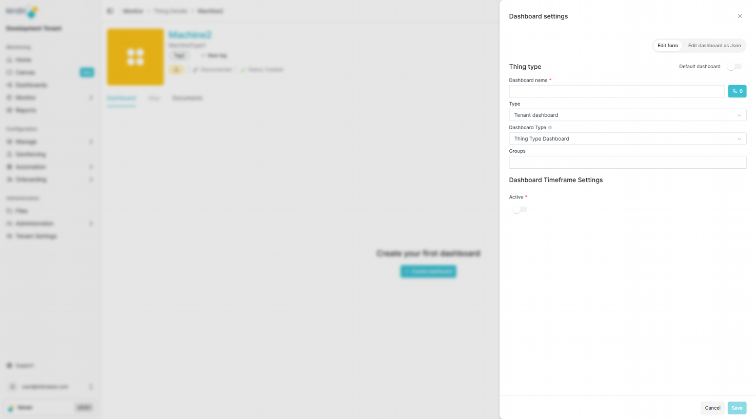 Dashboard Settings Dialog