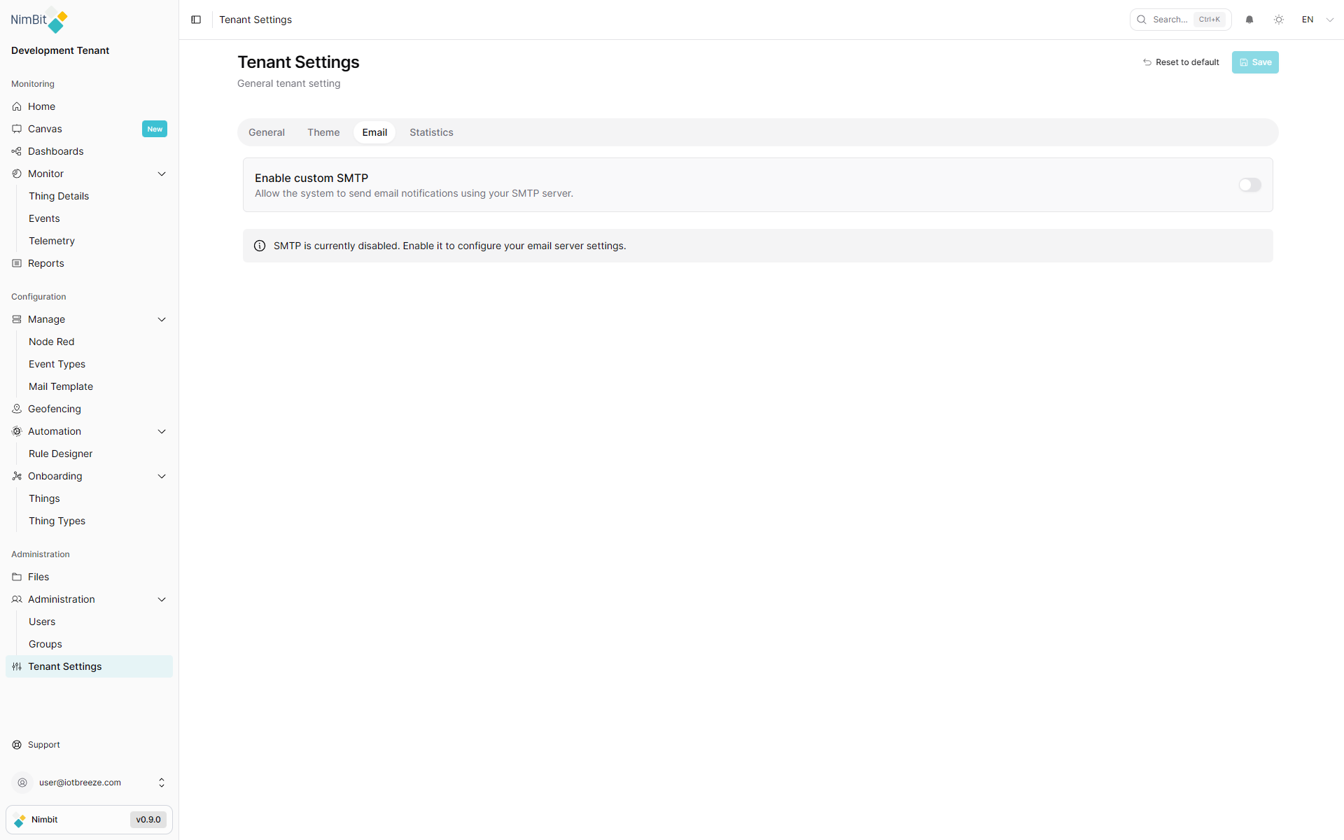 Initial SMTP Disabled State