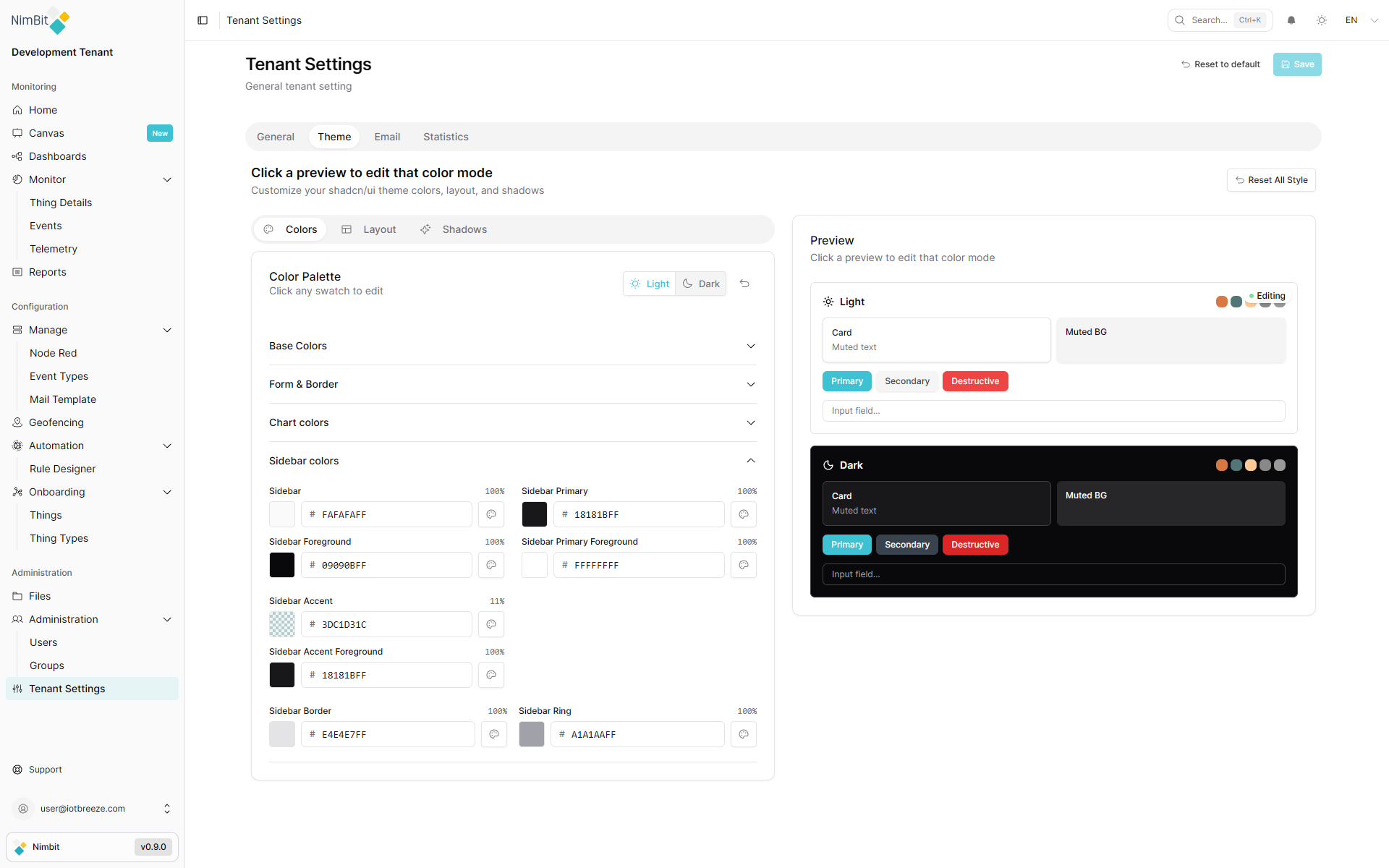 Sidebar Color Configuration